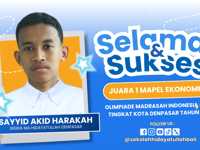 Siswa MA Hidayatullah Denpasar Raih Juara 1 OMI Ekonomi Tingkat Kota Denpasar